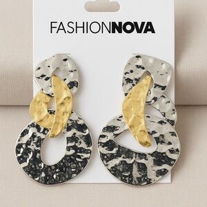 Fashion Nova Gold and Silver Chunky Hoop Earrings
